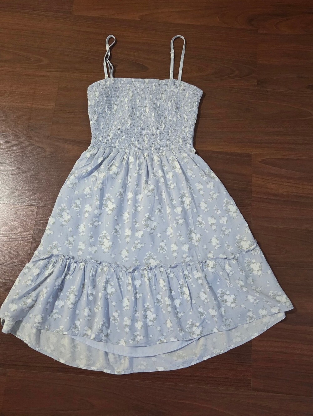 Hollisterco Women Light Blue, Floral Smocked Sundress, Large